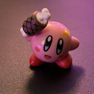 Kirby Holding Meat Food PVC Figure Toy Figurine Foodie